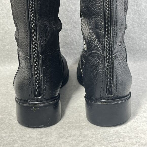 Tory‎ Burch Christy Boots Womens 7M Leather Knee High Black Tall Riding Zip Gold - Picture 8 of 16